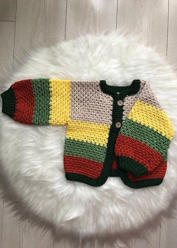 Renkli Bohem Örgü Miniklere Hırka - Görsel 3