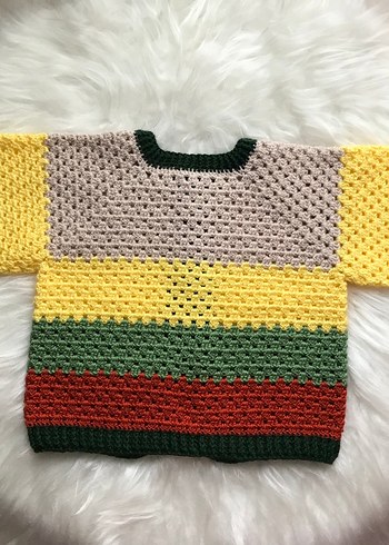 Renkli Bohem Örgü Miniklere Hırka - Görsel 5