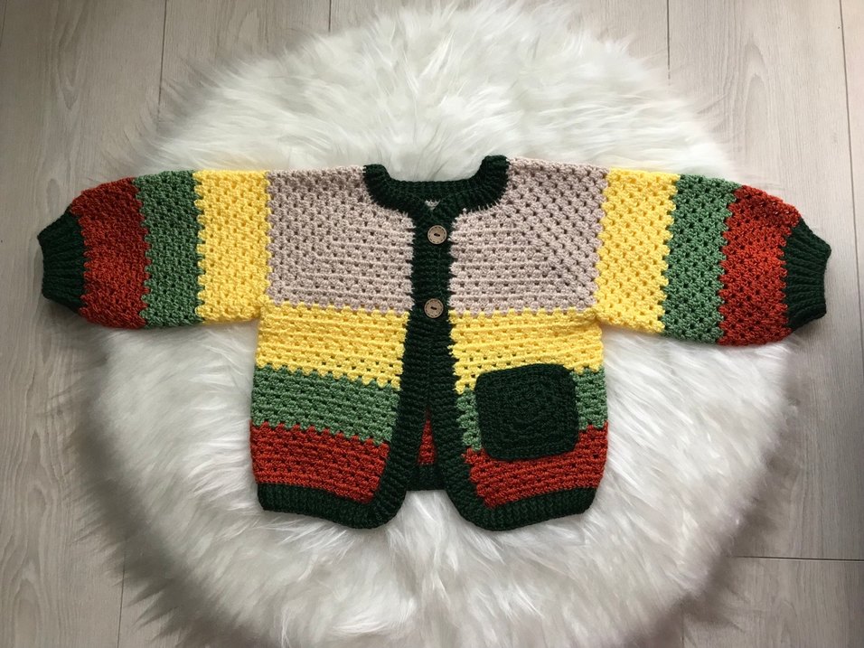 Renkli Bohem Örgü Miniklere Hırka - Görsel 4