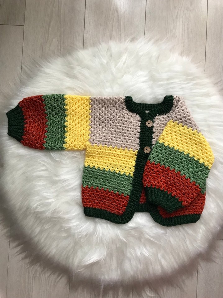 Renkli Bohem Örgü Miniklere Hırka - Görsel 3