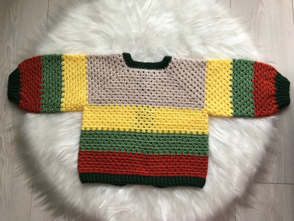 Renkli Bohem Örgü Miniklere Hırka - Görsel 5