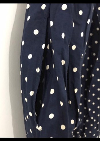 Lacivert Puantiyeli Midi Elbise - Görsel 3