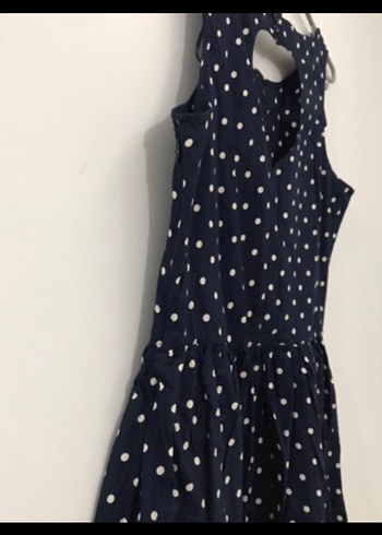 Lacivert Puantiyeli Midi Elbise - Görsel 2