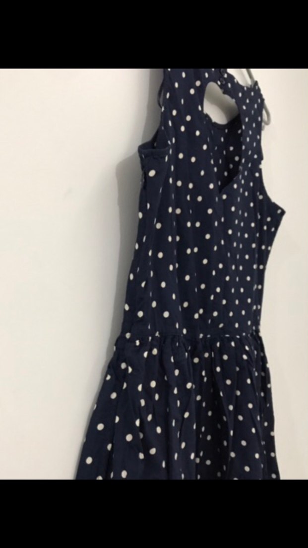 Lacivert Puantiyeli Midi Elbise - Görsel 2