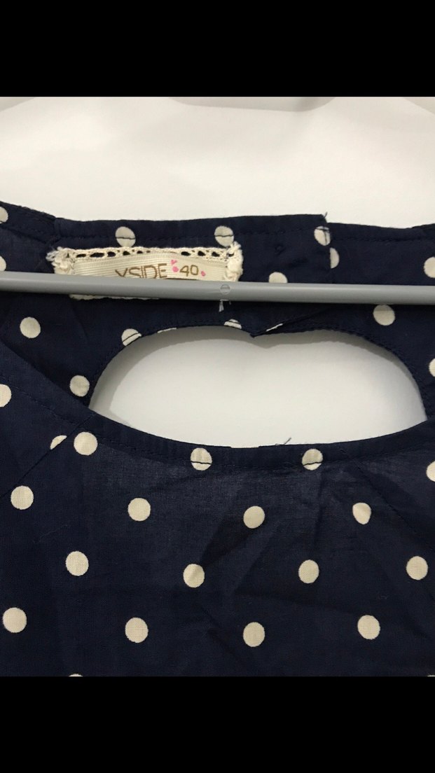 Lacivert Puantiyeli Midi Elbise - Görsel 4