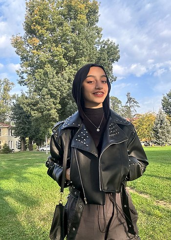 Parlak Siyah Deri Goth Ceket - Görsel 2