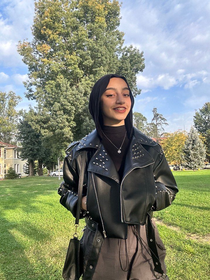 Parlak Siyah Deri Goth Ceket - Görsel 2