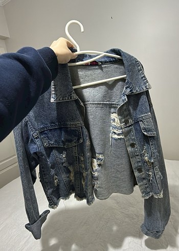 Mavi Kadın Denim Ceket, Düğmeli, Salaş Kesim - Görsel 2