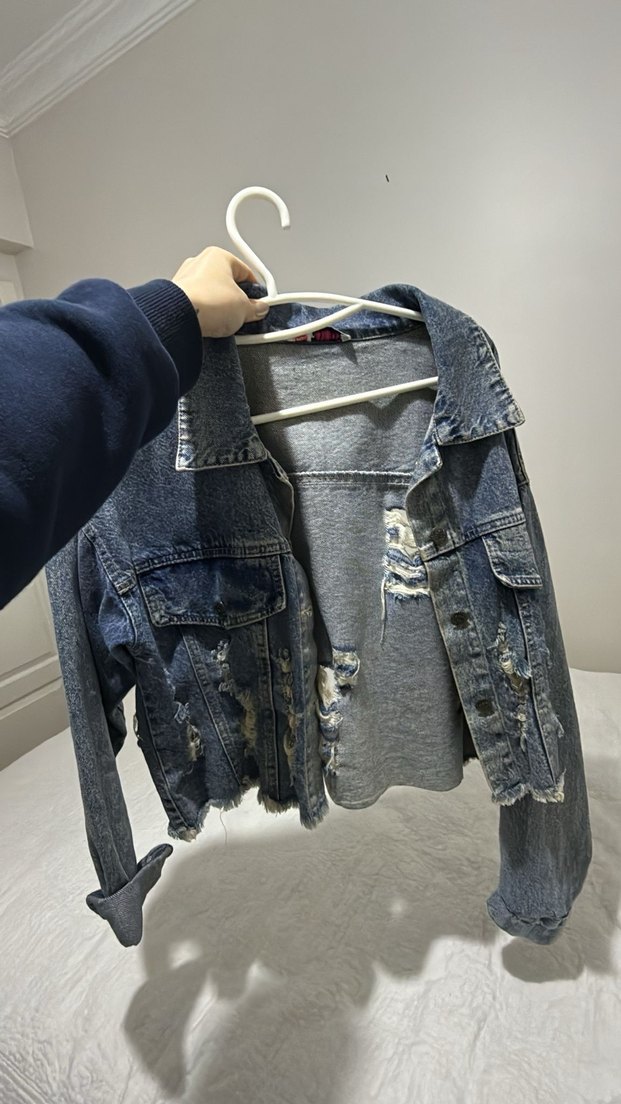 Mavi Kadın Denim Ceket, Düğmeli, Salaş Kesim - Görsel 2