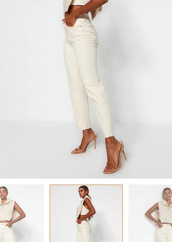 Ekru Pamuklu Kadın momjeans - Görsel 5