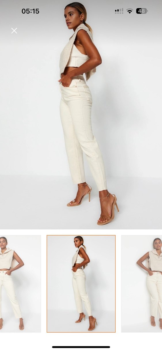 Ekru Pamuklu Kadın momjeans - Görsel 5