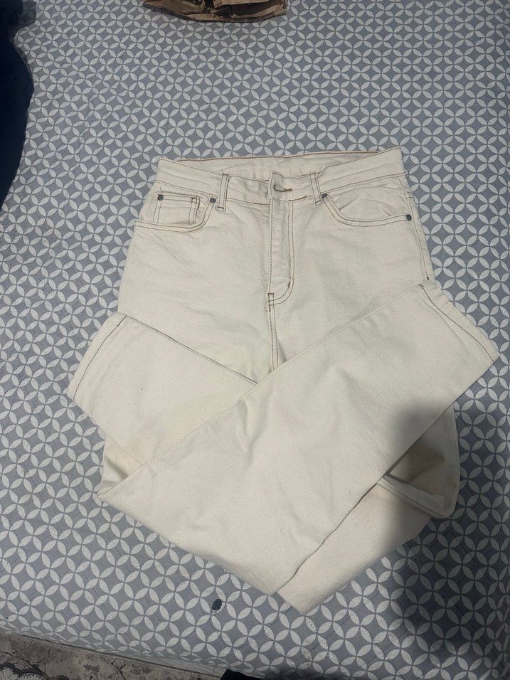 Ekru Pamuklu Kadın momjeans - Görsel 4