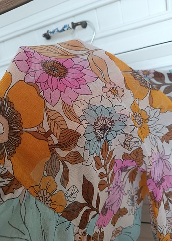 Çiçek Desenli Bohem Uzun Kollu şifon Bluz - Görsel 6