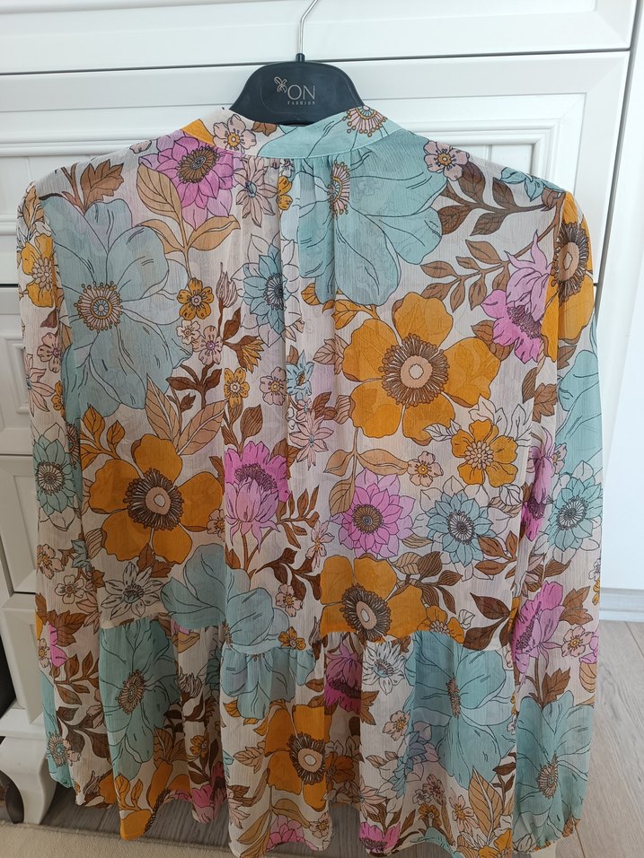 Çiçek Desenli Bohem Uzun Kollu şifon Bluz - Görsel 5