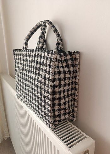 Örgü Desenli Beyaz Gri Kadın Çanta - Görsel 3