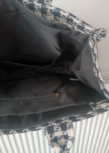 Örgü Desenli Beyaz Gri Kadın Çanta - Görsel 5