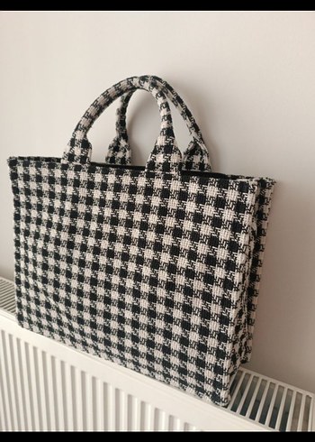 Örgü Desenli Beyaz Gri Kadın Çanta - Görsel 9