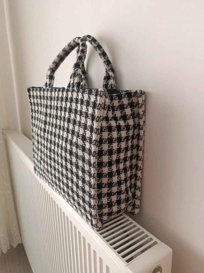 Örgü Desenli Beyaz Gri Kadın Çanta - Görsel 3