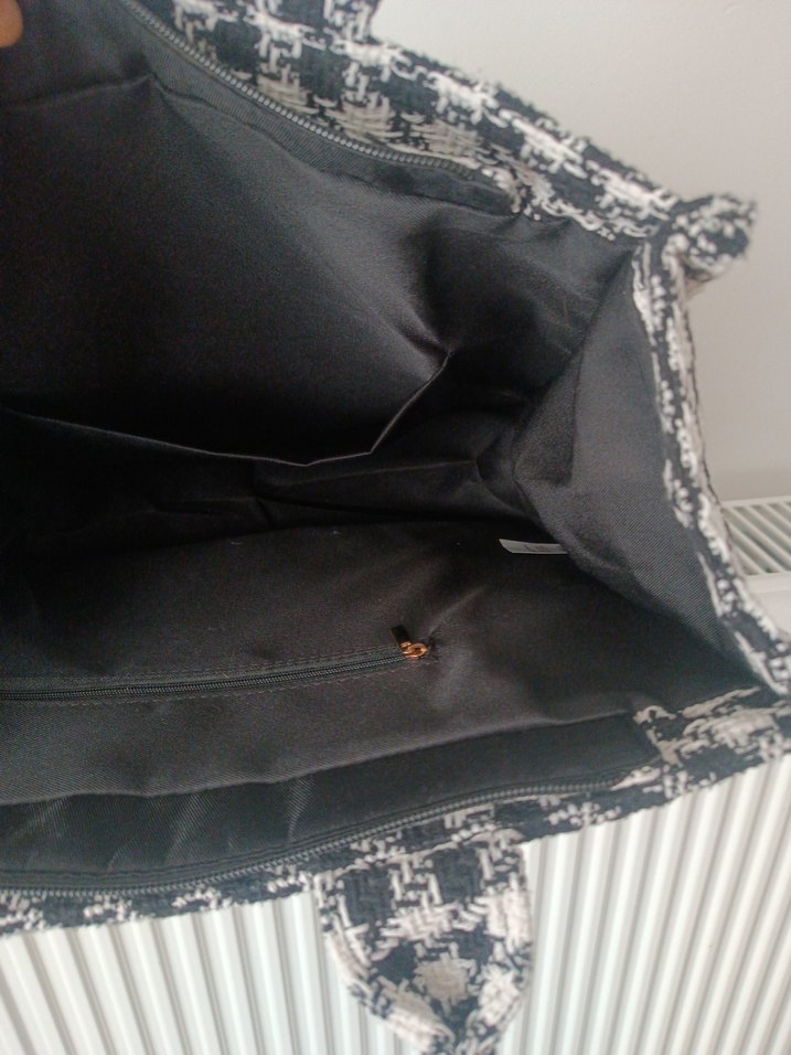 Örgü Desenli Beyaz Gri Kadın Çanta - Görsel 5