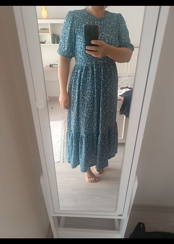 Mavi Bohem Uzun Elbise - Görsel 5