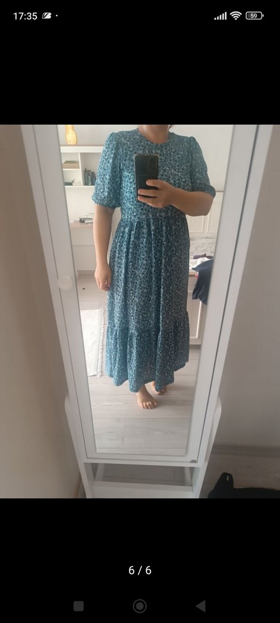 Mavi Bohem Uzun Elbise - Görsel 5