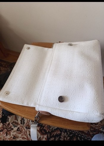 Beyaz Deri Fermuarlı Kadın Portföy Çanta - Görsel 3