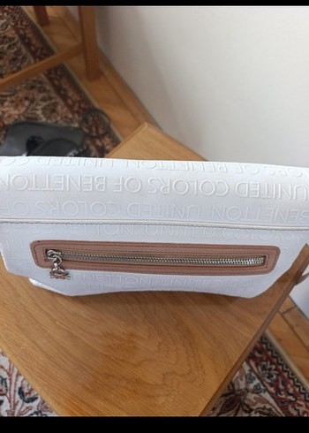 Beyaz Deri Fermuarlı Kadın Portföy Çanta - Görsel 4