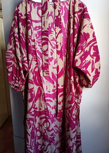 Diğer Pembe Bağcıklı Bohem Uzun Kimono