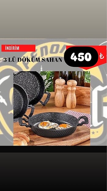Döküm 3 lü tava