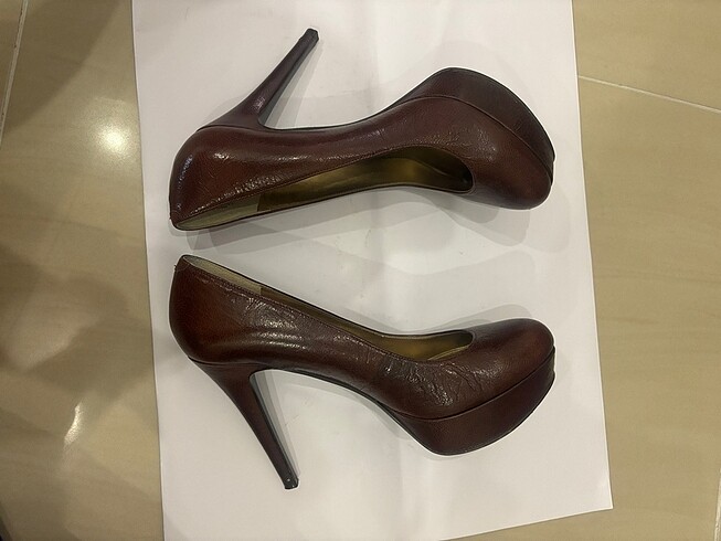 38 Beden kahverengi Renk Nine west 8M hakiki deri topuklu ayakkabı