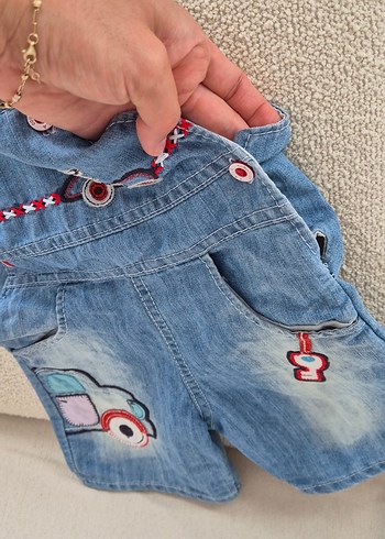 LC Waikiki Nakışlı Mavi Erkek Çocuk Kot Salopet