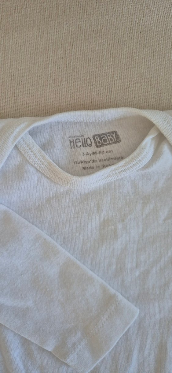 4 lü Bebek Uzun Kollu Beyaz Atlet Zıbın - Görsel 3