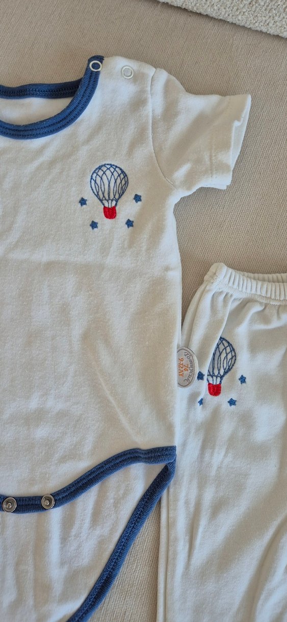 Nakışlı Beyaz Bebek Erkek Kıyafet Takımı - Görsel 2