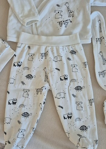 Pamuklu Beyaz Erkek Bebek 5'li Kıyafet Seti - Görsel 2