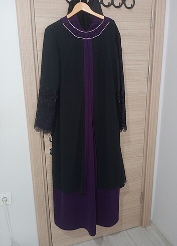 Mor siyah abiye ön kısımları tüllü - Görsel 6