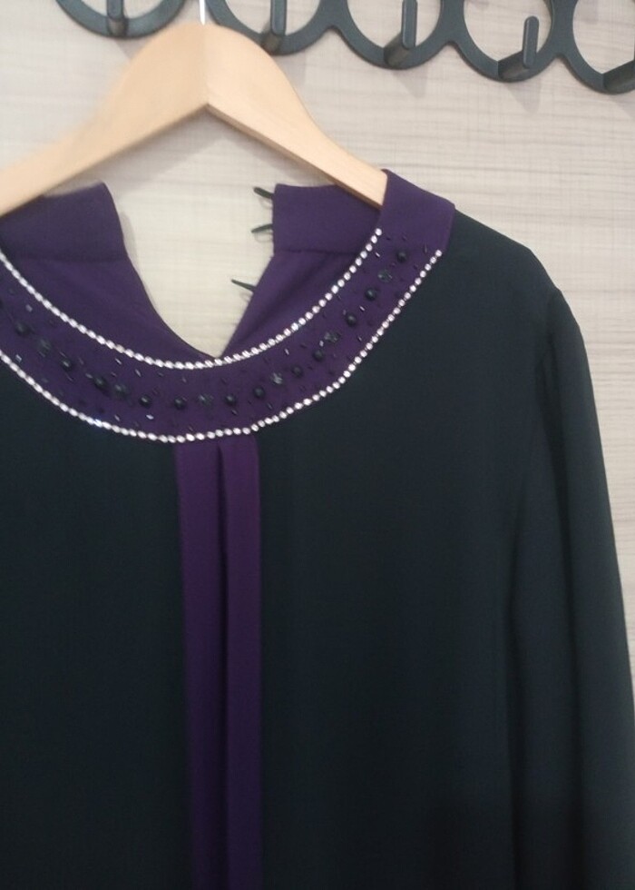 Mor siyah abiye ön kısımları tüllü - Görsel 3