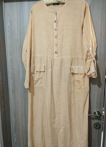 Aliya uzun  keten pamuk elbise  - Görsel 2