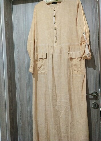 Aliya uzun  keten pamuk elbise  - Görsel 3