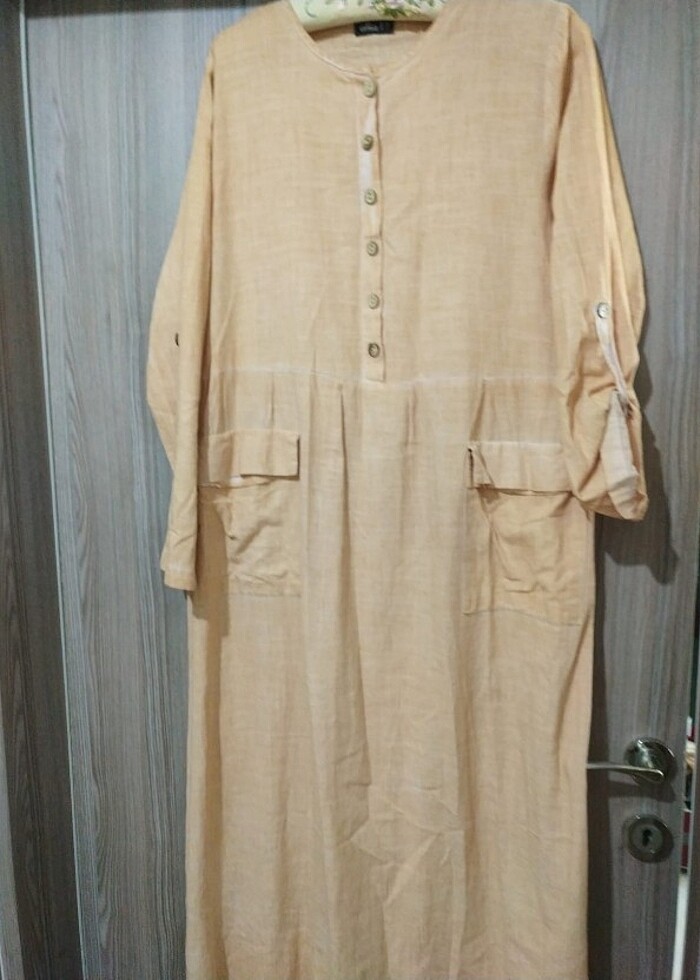 Aliya uzun  keten pamuk elbise  - Görsel 2