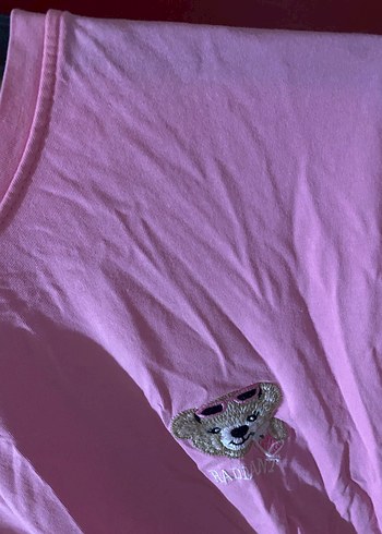 Düğmeli Pembe Kısa Kollu Kadın Tişört - Görsel 2