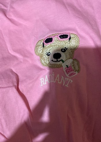 Düğmeli Pembe Kısa Kollu Kadın Tişört - Görsel 4