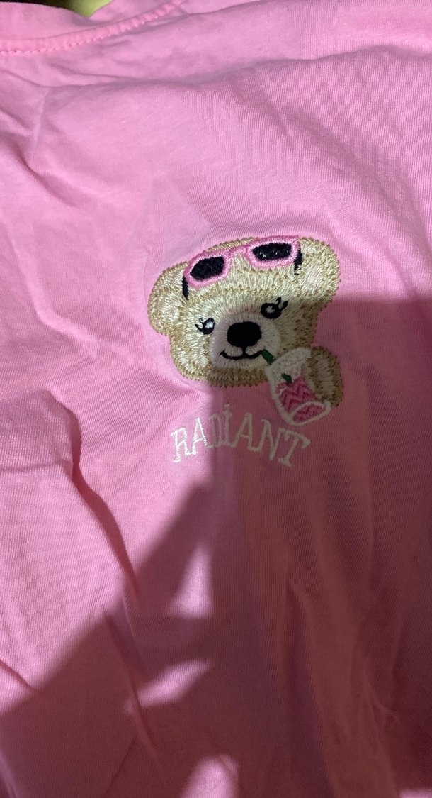 Düğmeli Pembe Kısa Kollu Kadın Tişört - Görsel 4