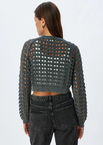 Gri Örgü Kadın Kazak - Görsel 3