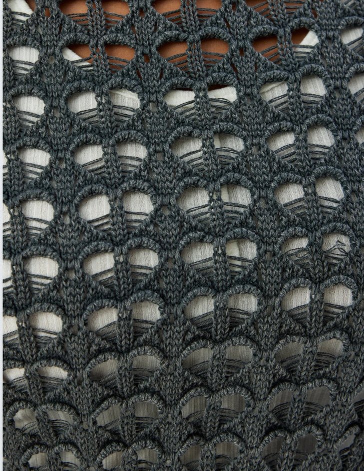 Gri Örgü Kadın Kazak - Görsel 4