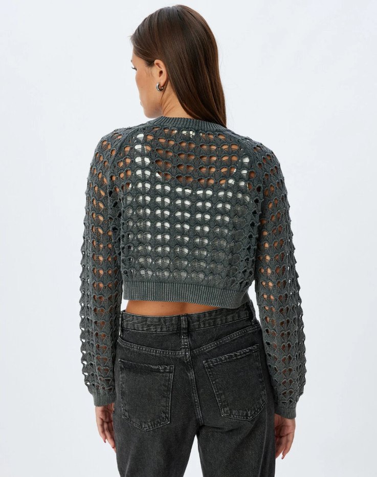 Gri Örgü Kadın Kazak - Görsel 3