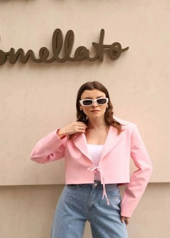 Diğer Pembe Pastel Düğmeli Blazer Ceket