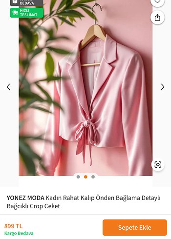 m Beden Pembe Pastel Düğmeli Blazer Ceket