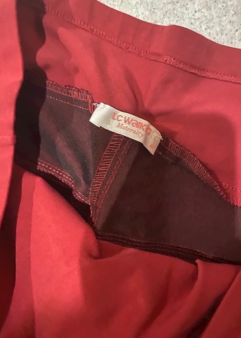 Koyu Kırmızı Elastik Pantolon - Görsel 3