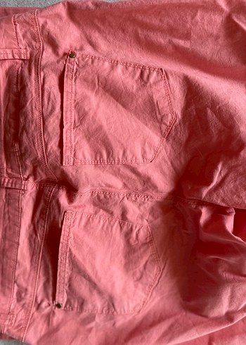 Düğmeli Pembe Kadın Kumaş Pantolon - Görsel 4