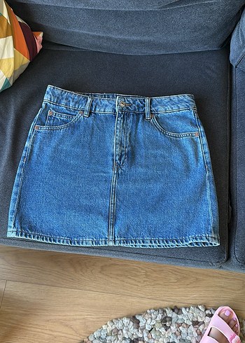 Mango Koyu Mavi Denim Mini Etek